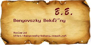 Benyovszky Bekény névjegykártya